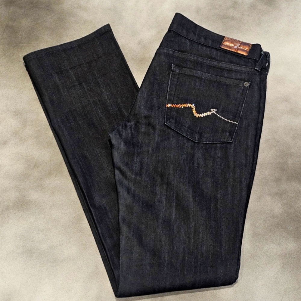 7 for All Mankind Straight Cut Dark Indigo Jeans (Size 29)